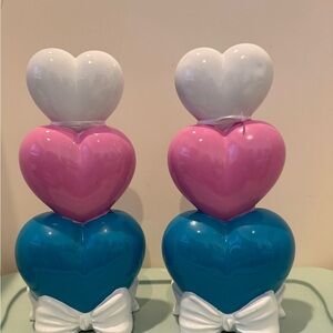 Super Cute Stackable Heart and Bow Decoration- Set of 2- NWT